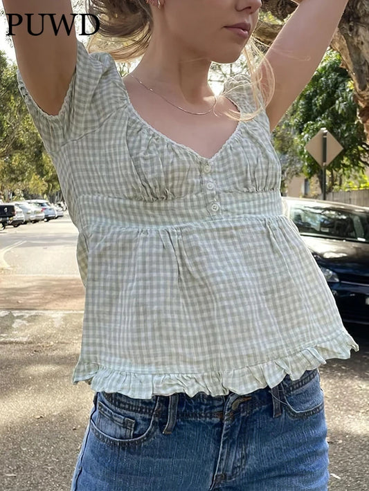 Slim Girls Sweet Tshirts 2022 Summer Fashion Ladies Stylish Soft Cotton Short Tees Vintage Women Cute Tops Chic