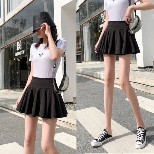 Summer Fashion Women'S Mini Pleated Skirt Sweet and Cute Dance Rehearsal School Uniform Skirt Stretch High Waist Student Skirt