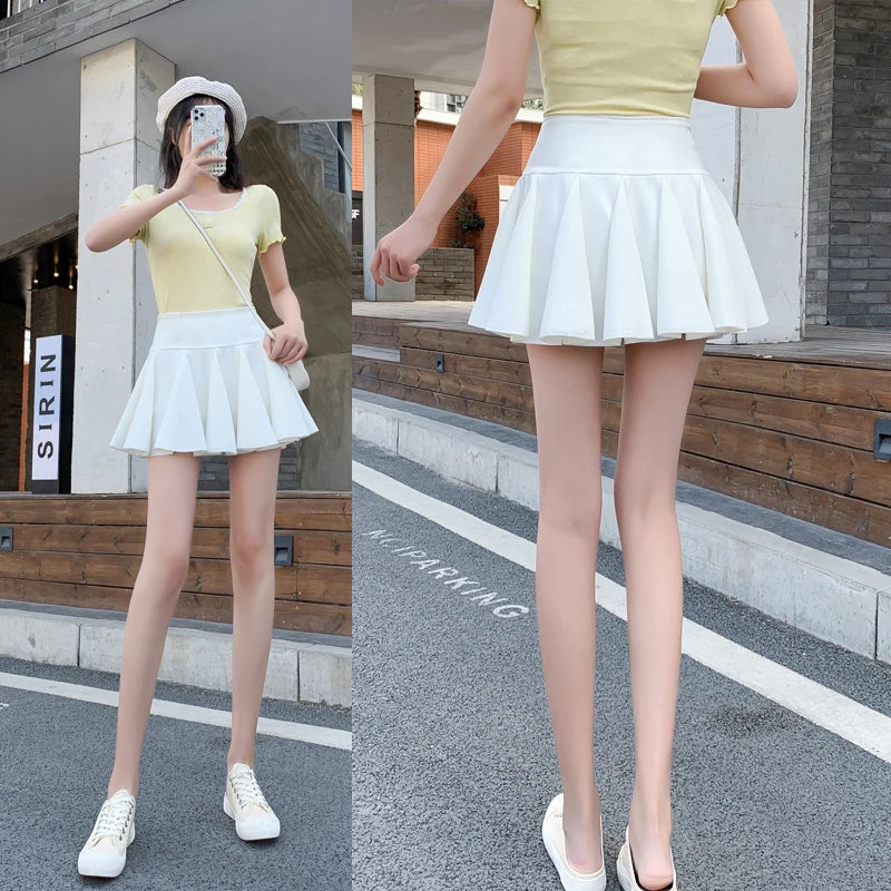 Summer Fashion Women'S Mini Pleated Skirt Sweet and Cute Dance Rehearsal School Uniform Skirt Stretch High Waist Student Skirt