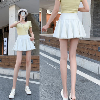 Summer Fashion Women'S Mini Pleated Skirt Sweet and Cute Dance Rehearsal School Uniform Skirt Stretch High Waist Student Skirt