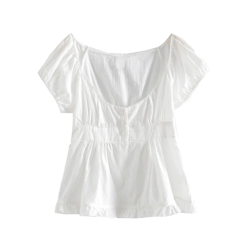 Slim Girls Sweet Tshirts 2022 Summer Fashion Ladies Stylish Soft Cotton Short Tees Vintage Women Cute Tops Chic